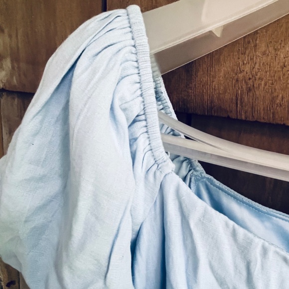 Trixxi Women’s Juniors Fit & Flare Mini Light Blue Dress Short Sleeve Ruffle - Picture 11 of 17